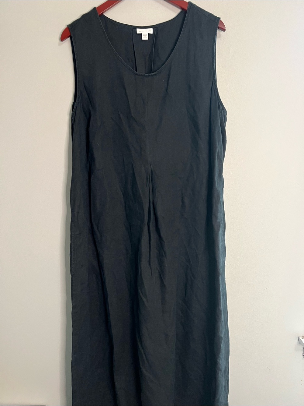 J. Jill Sleeveless Maxi Dress Black 100% linen